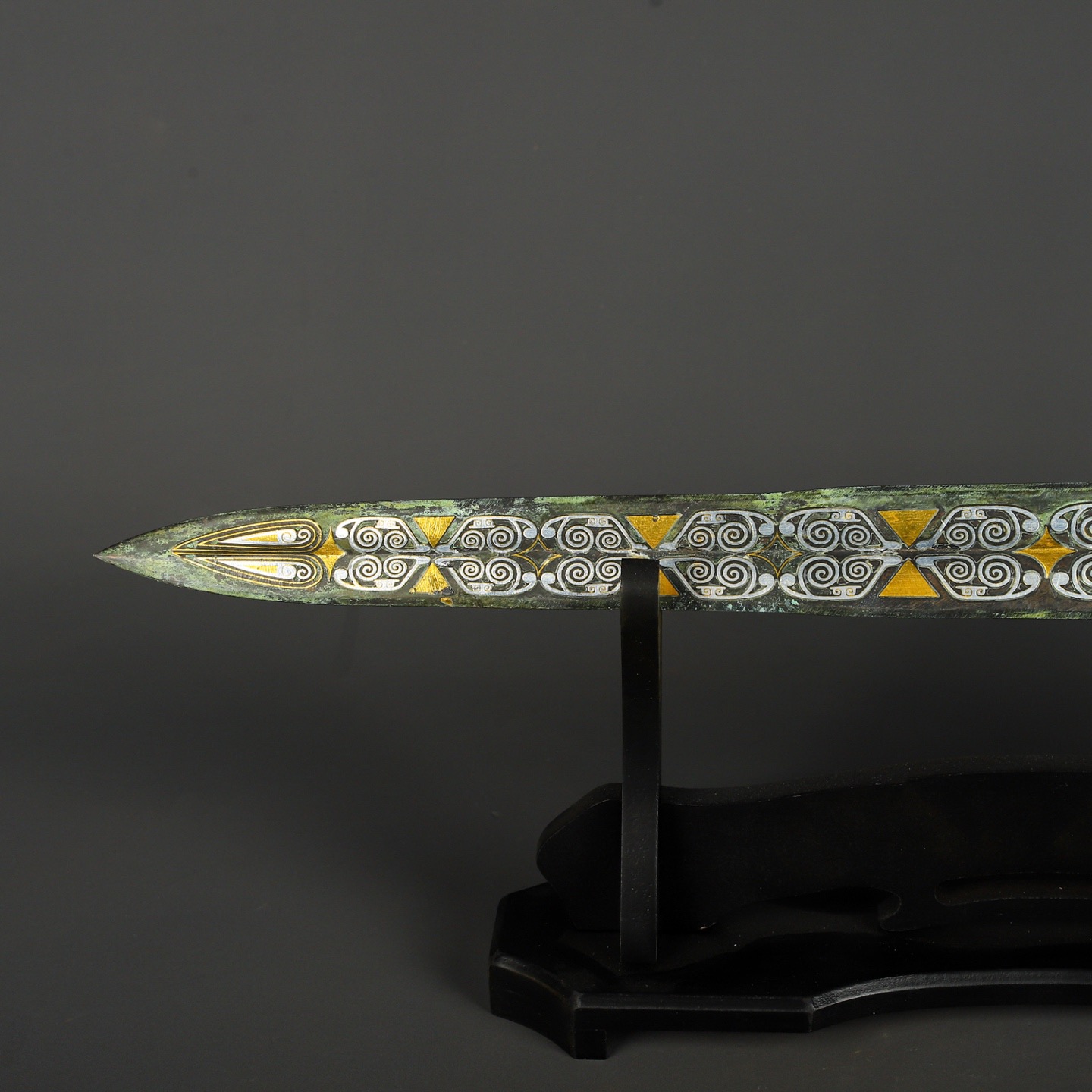 Han Dynasty Bronze Sword with Gilt and Silver Inscriptions