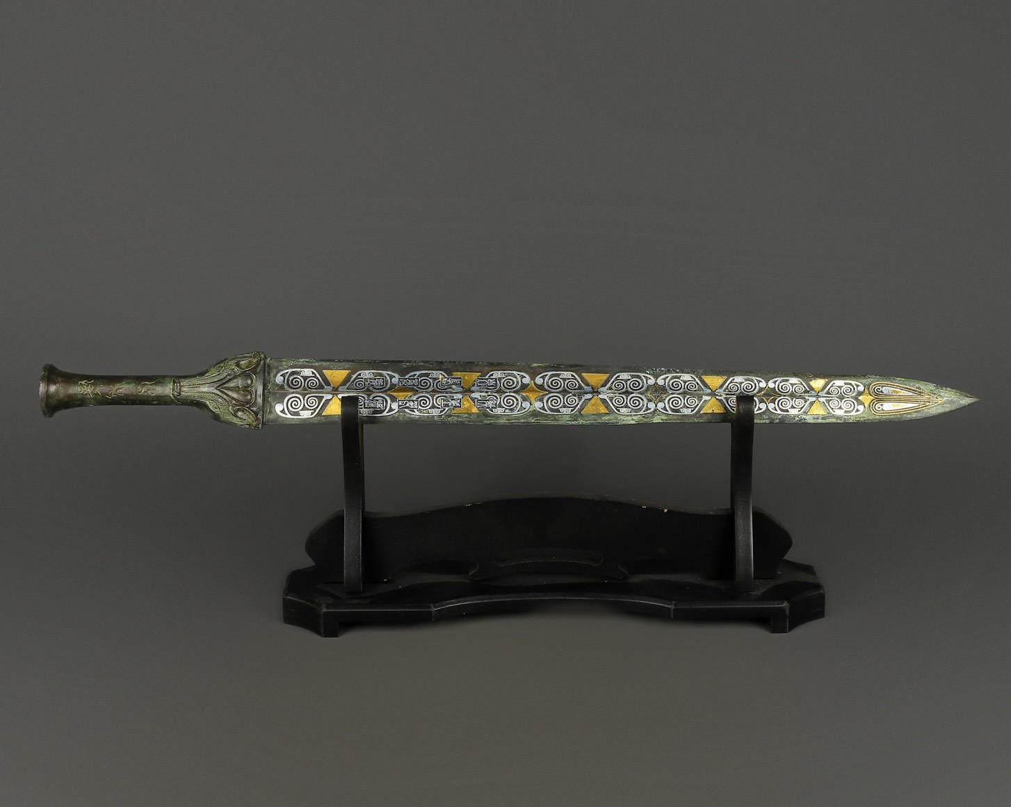 Han Dynasty Bronze Sword with Gilt and Silver Inscriptions