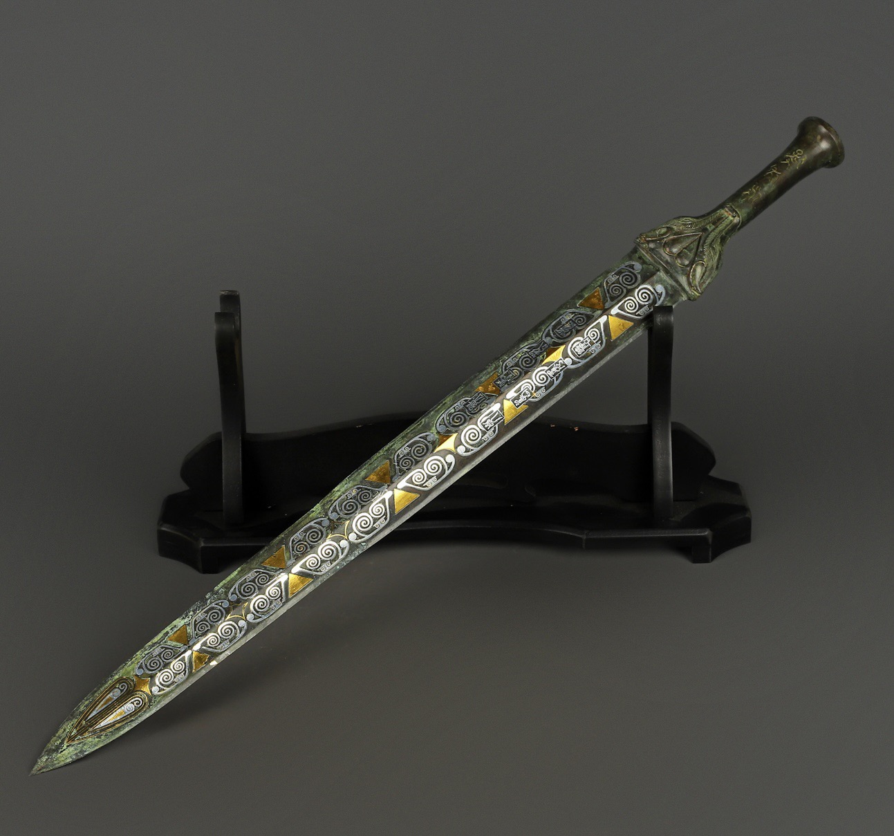 Han Dynasty Bronze Sword with Gilt and Silver Inscriptions