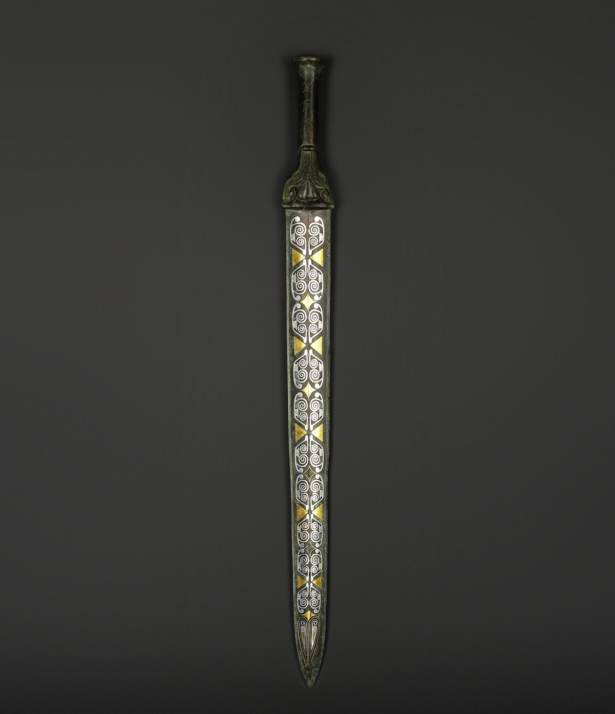 Han Dynasty Bronze Sword with Gilt and Silver Inscriptions