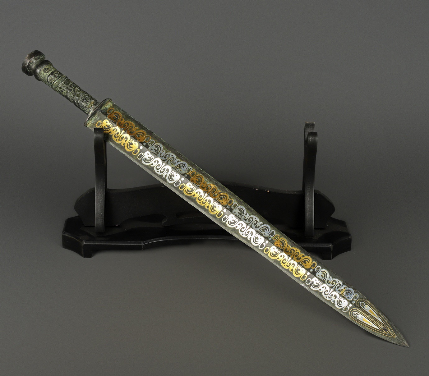 Han Dynasty Bronze sword with gold and silver inscriptions