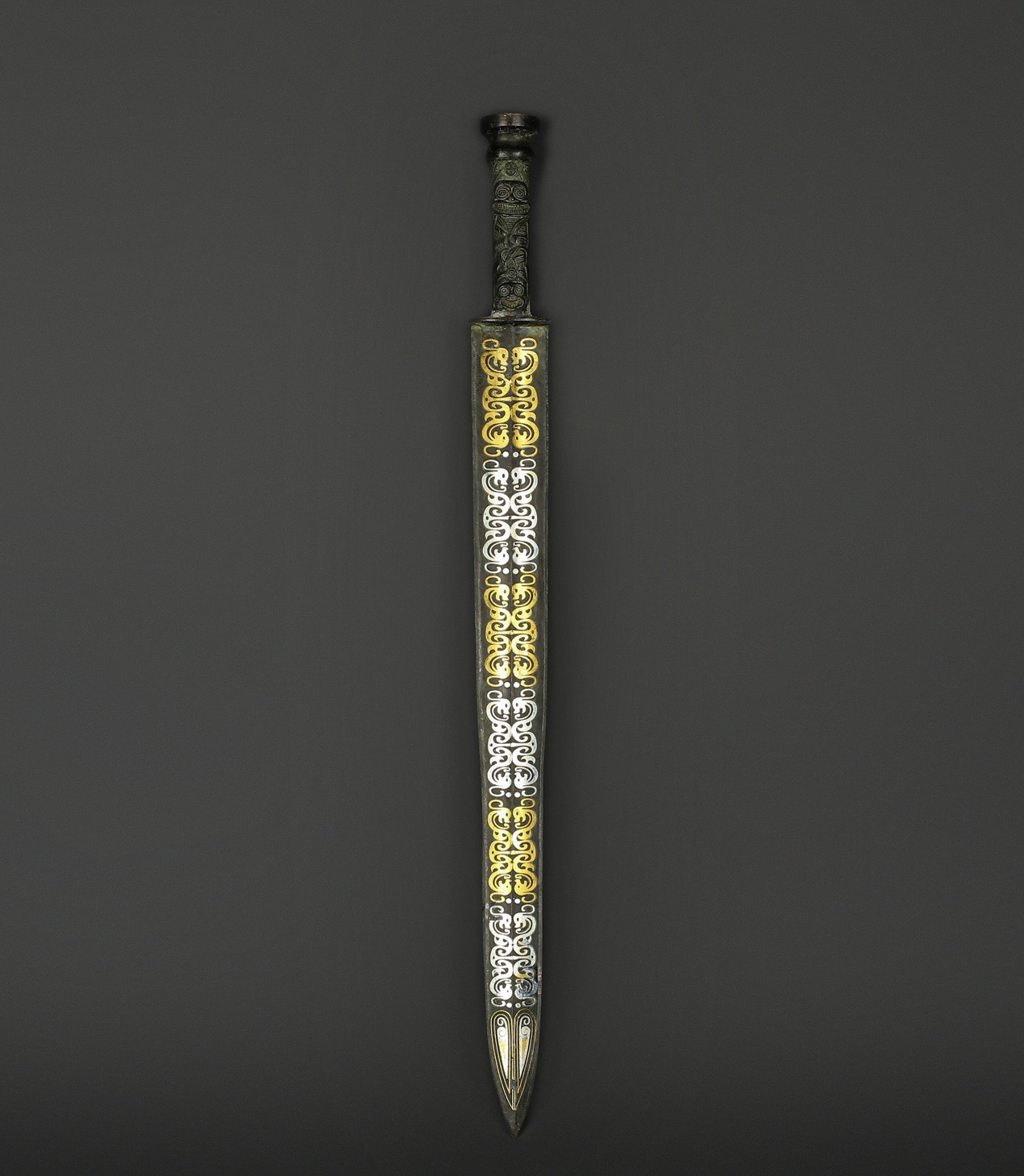 Han Dynasty Bronze sword with gold and silver inscriptions