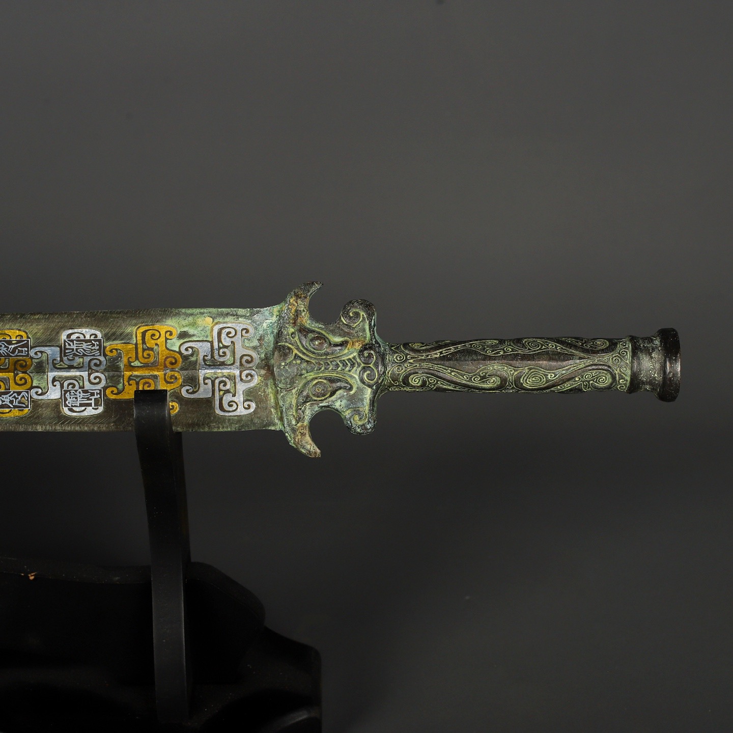 Han Dynasty Bronze sword with gold and silver inscriptions