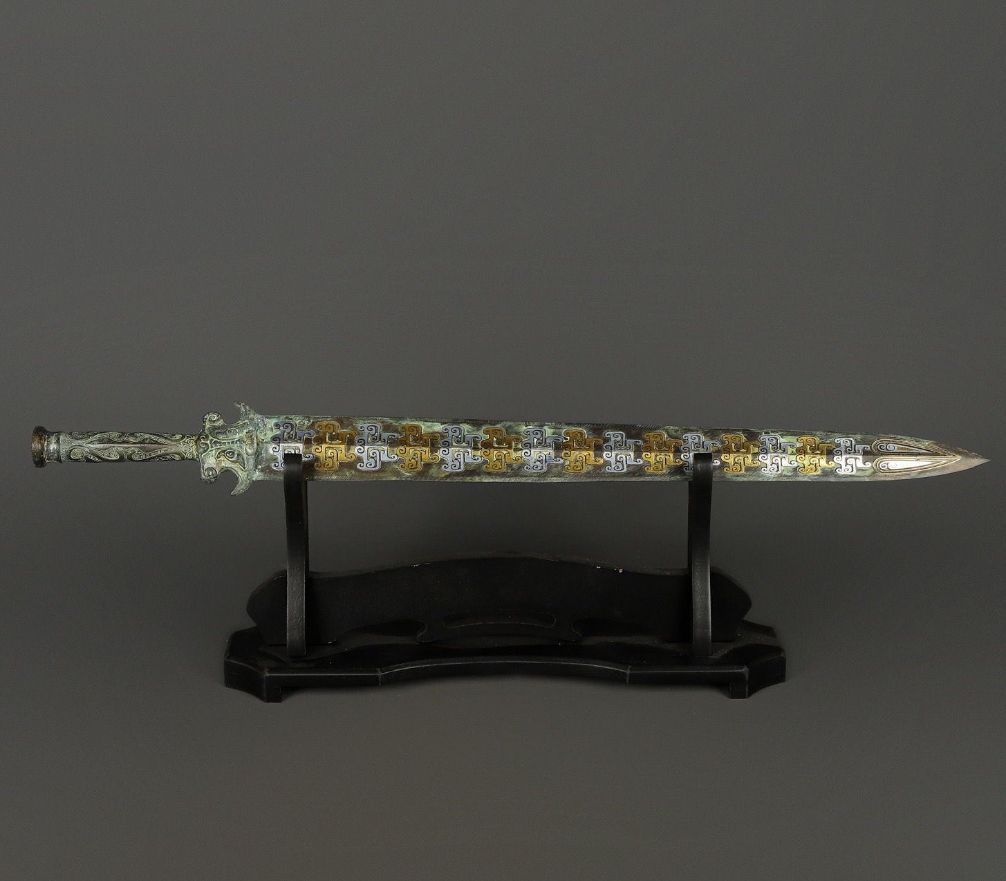 Han Dynasty Bronze sword with gold and silver inscriptions