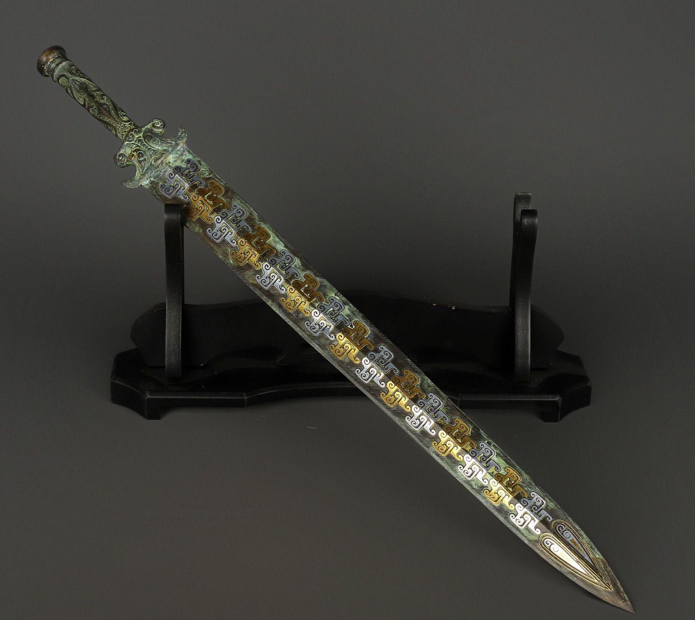 Han Dynasty Bronze sword with gold and silver inscriptions