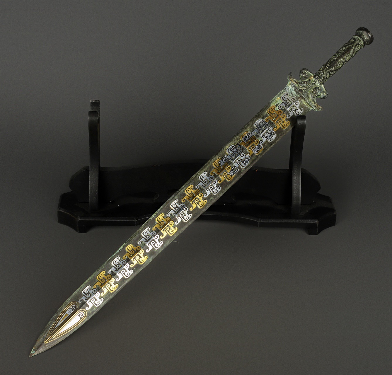 Han Dynasty Bronze sword with gold and silver inscriptions