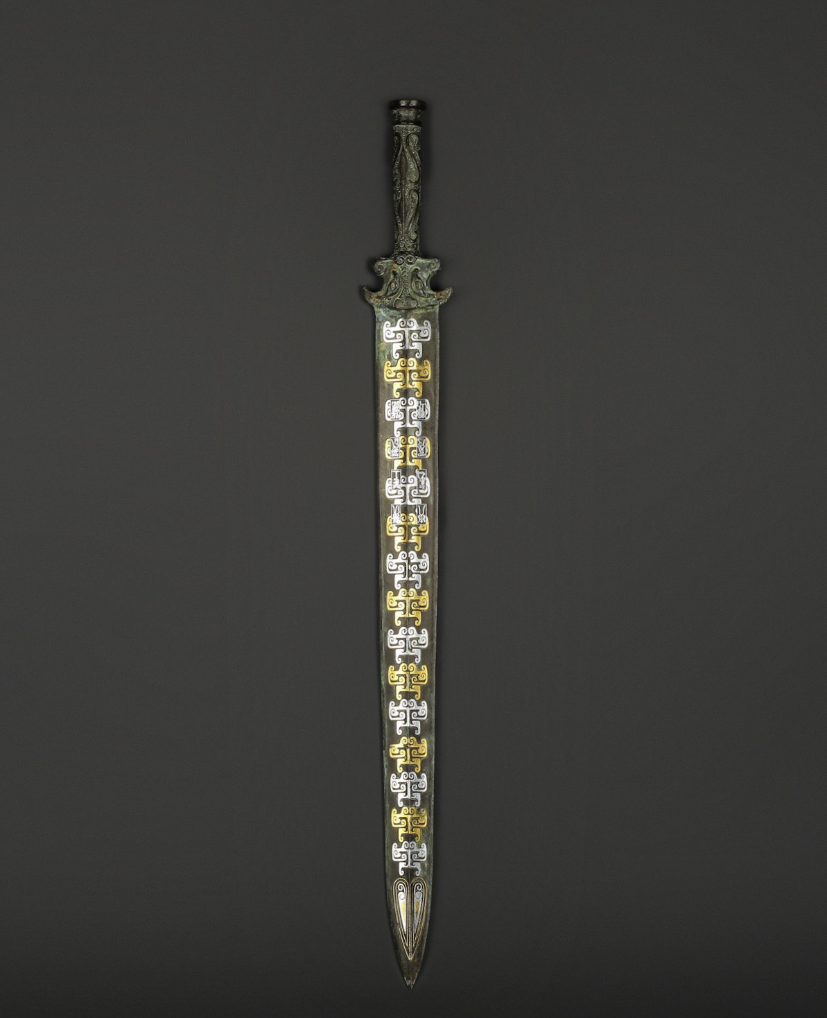 Han Dynasty Bronze sword with gold and silver inscriptions