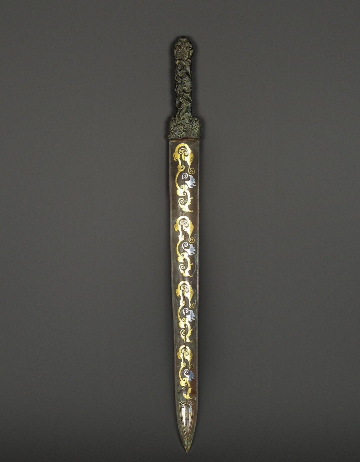 Han Dynasty Bronze sword with gold and silver inscriptions