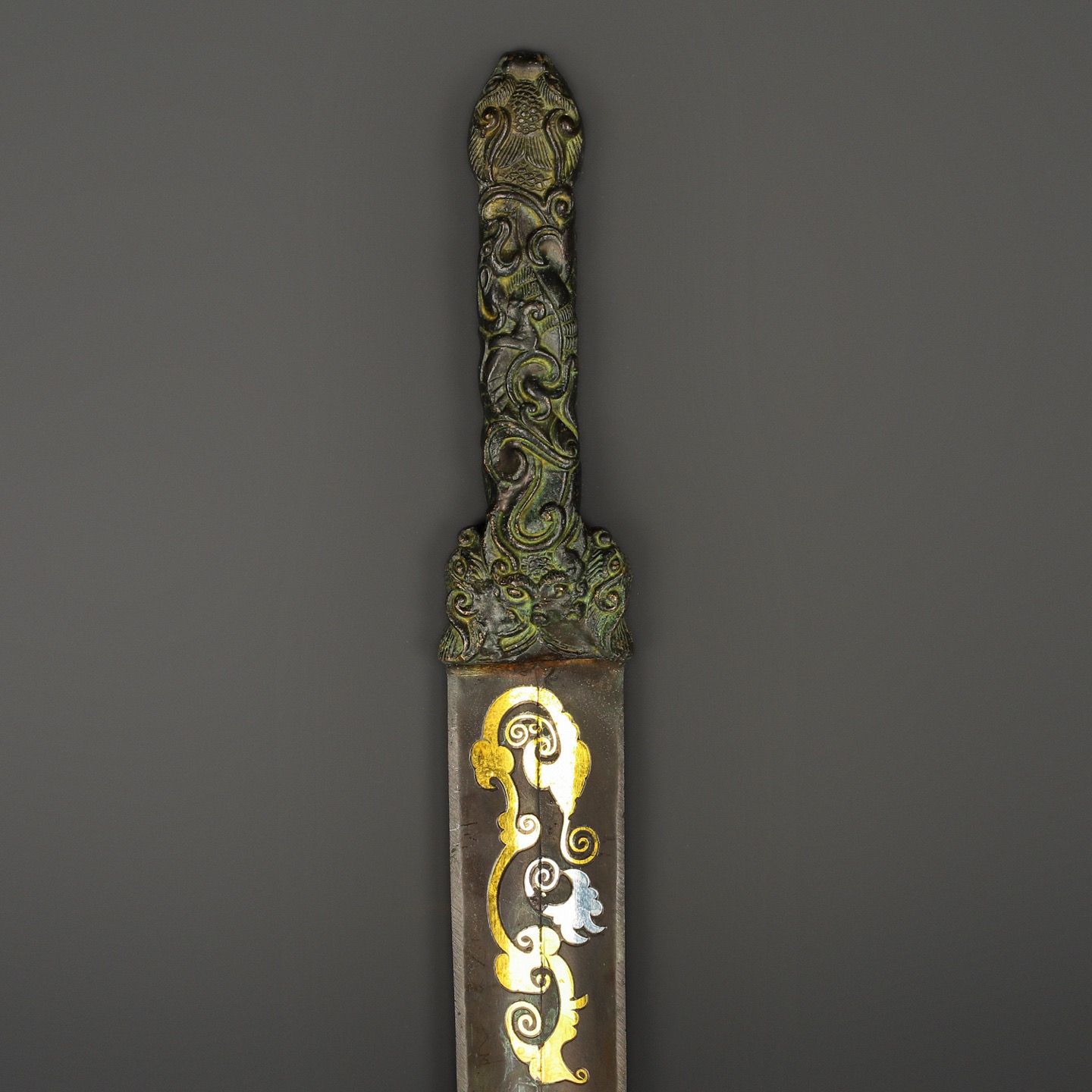 Han Dynasty Bronze sword with gold and silver inscriptions