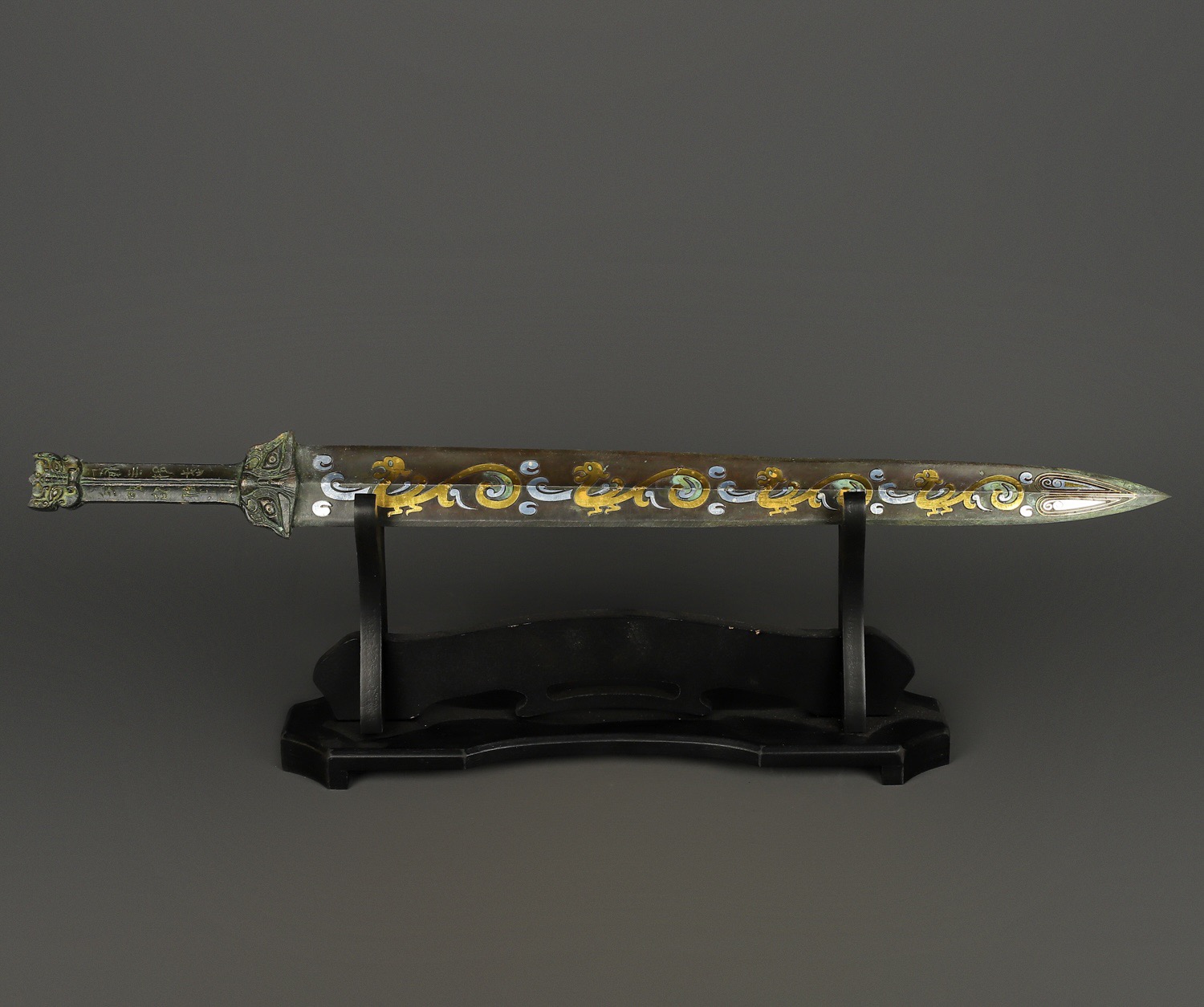 Han Dynasty Bronze sword with gold and silver inscriptions