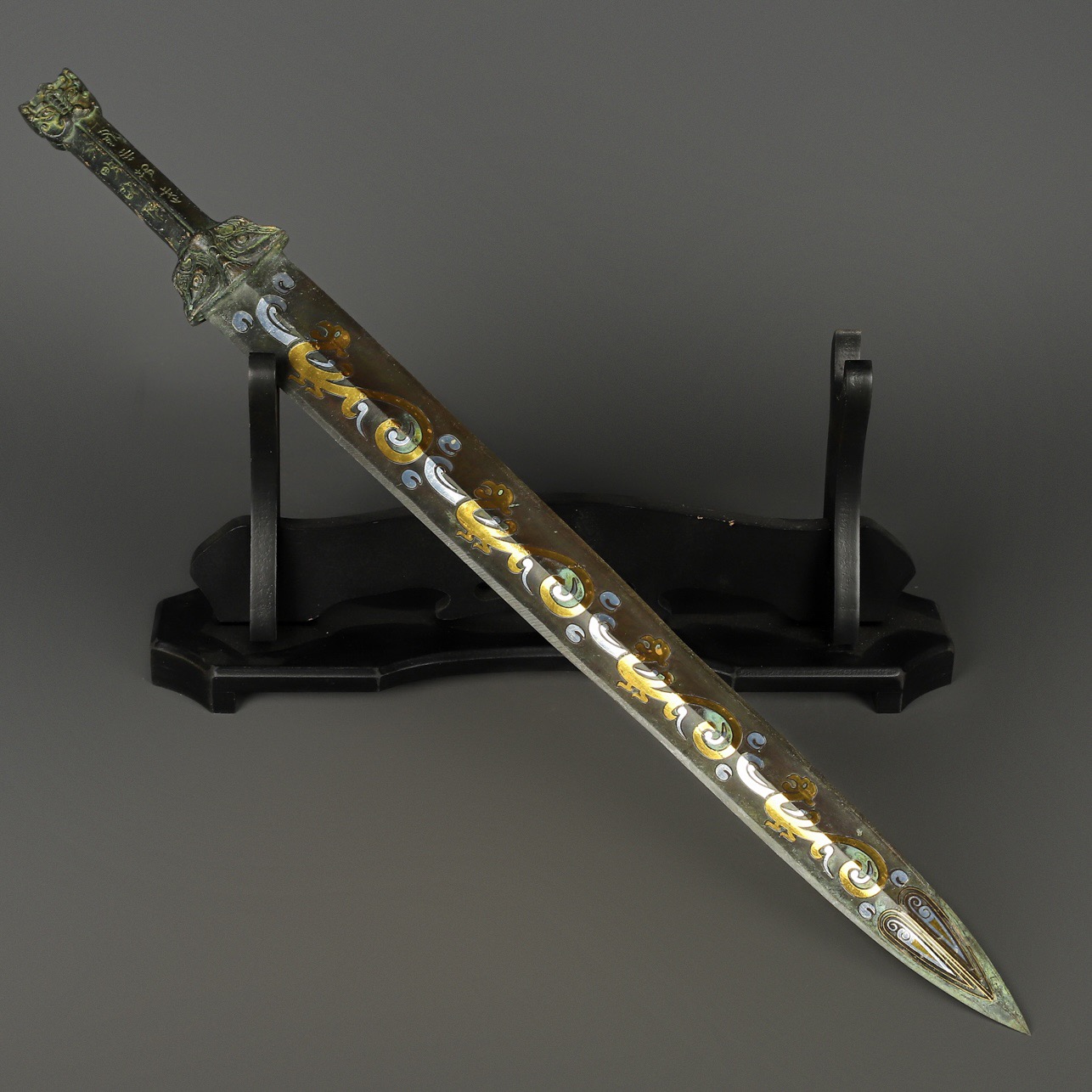 Han Dynasty Bronze sword with gold and silver inscriptions