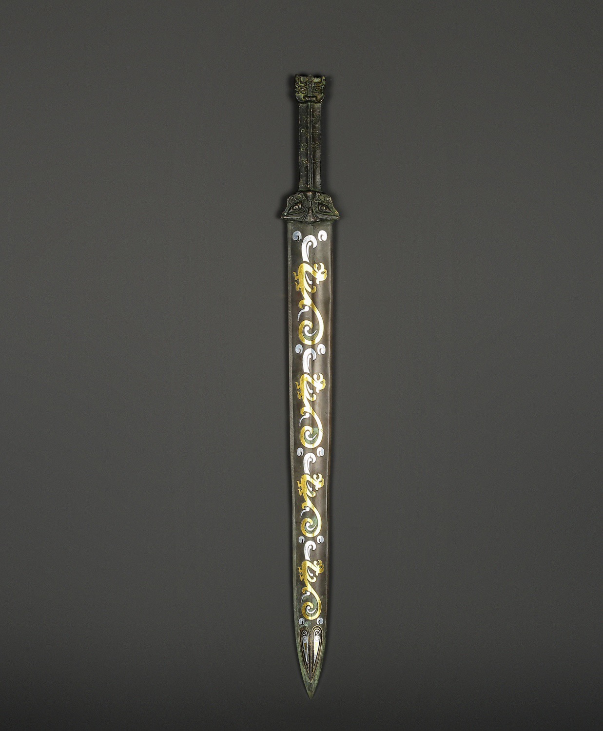 Han Dynasty Bronze sword with gold and silver inscriptions