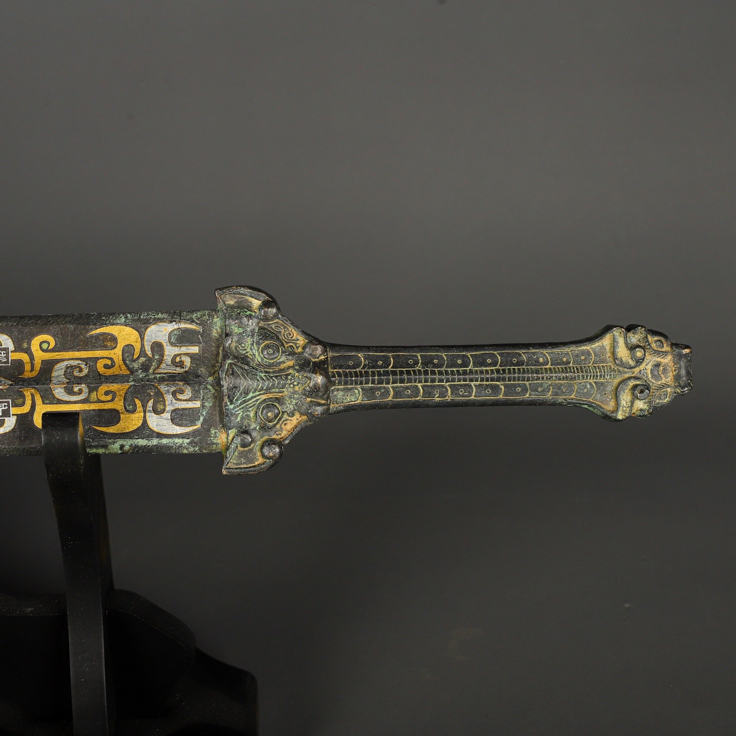 Han Dynasty Bronze sword with gold and silver inscriptions