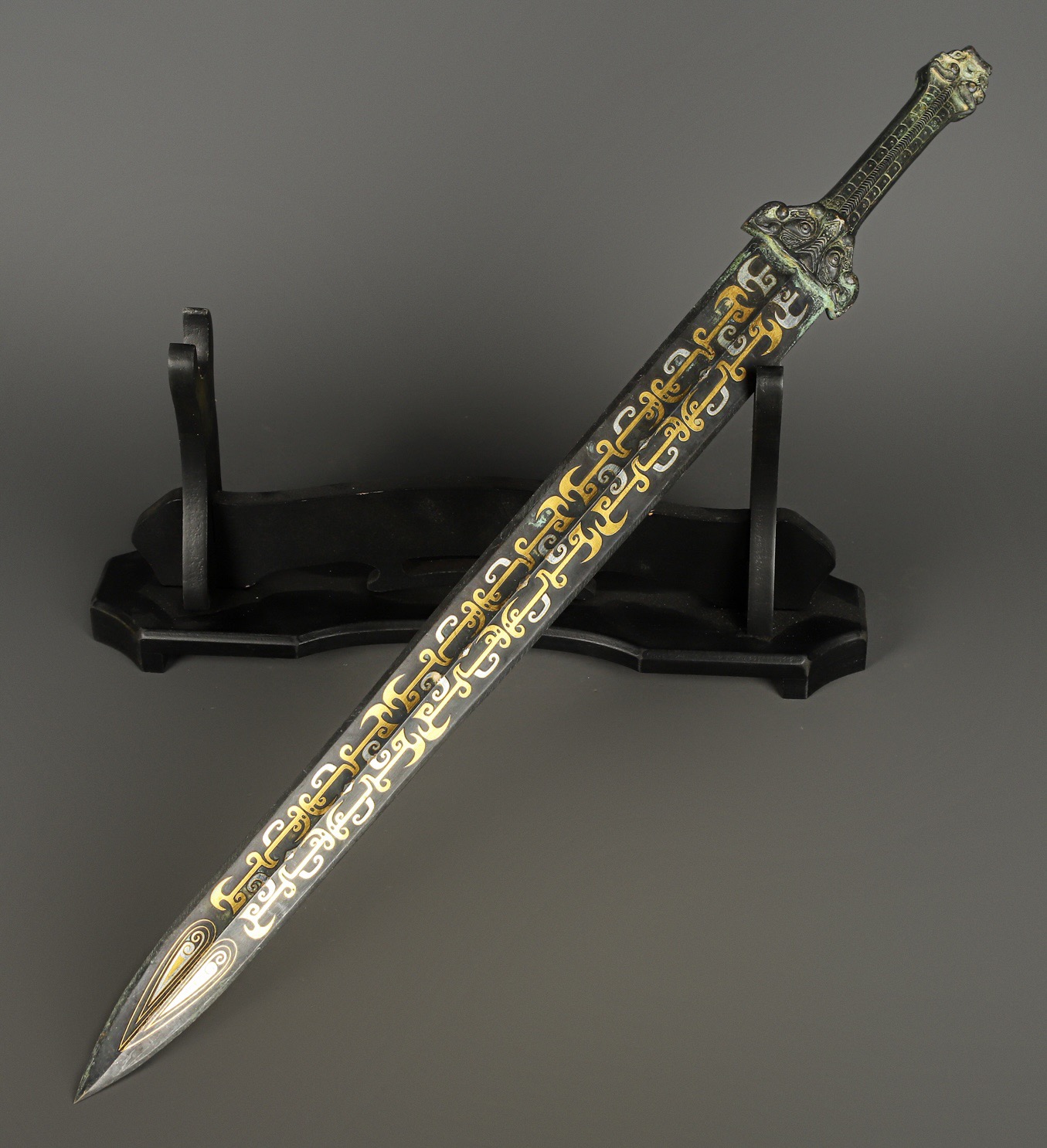 Han Dynasty Bronze sword with gold and silver inscriptions