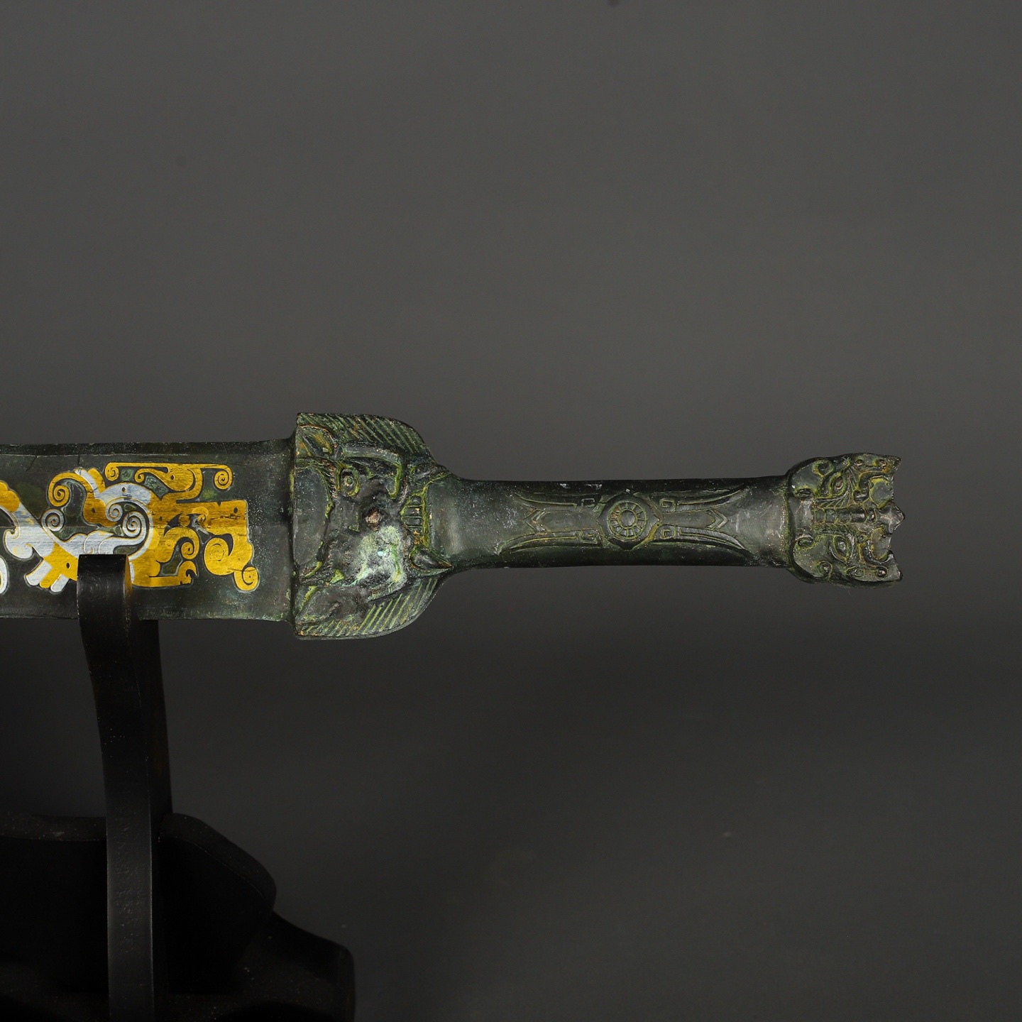 Han Dynasty Bronze and gold and silver inscribed sword
