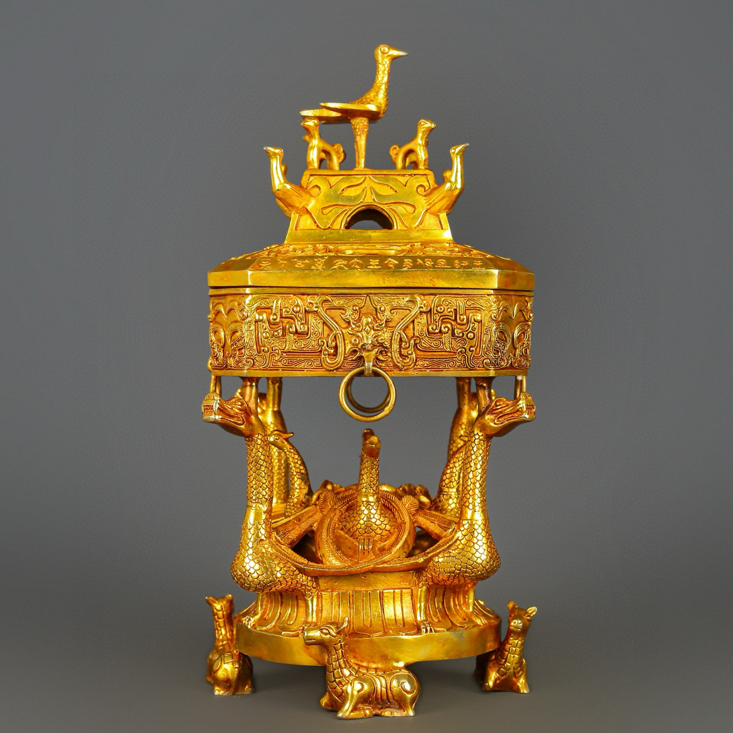 Han Dynasty Bronze and real gold incense burner