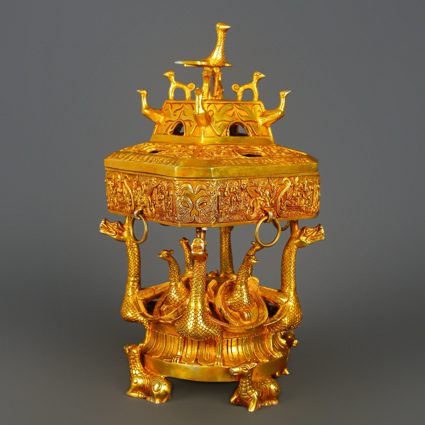 Han Dynasty Bronze and real gold incense burner