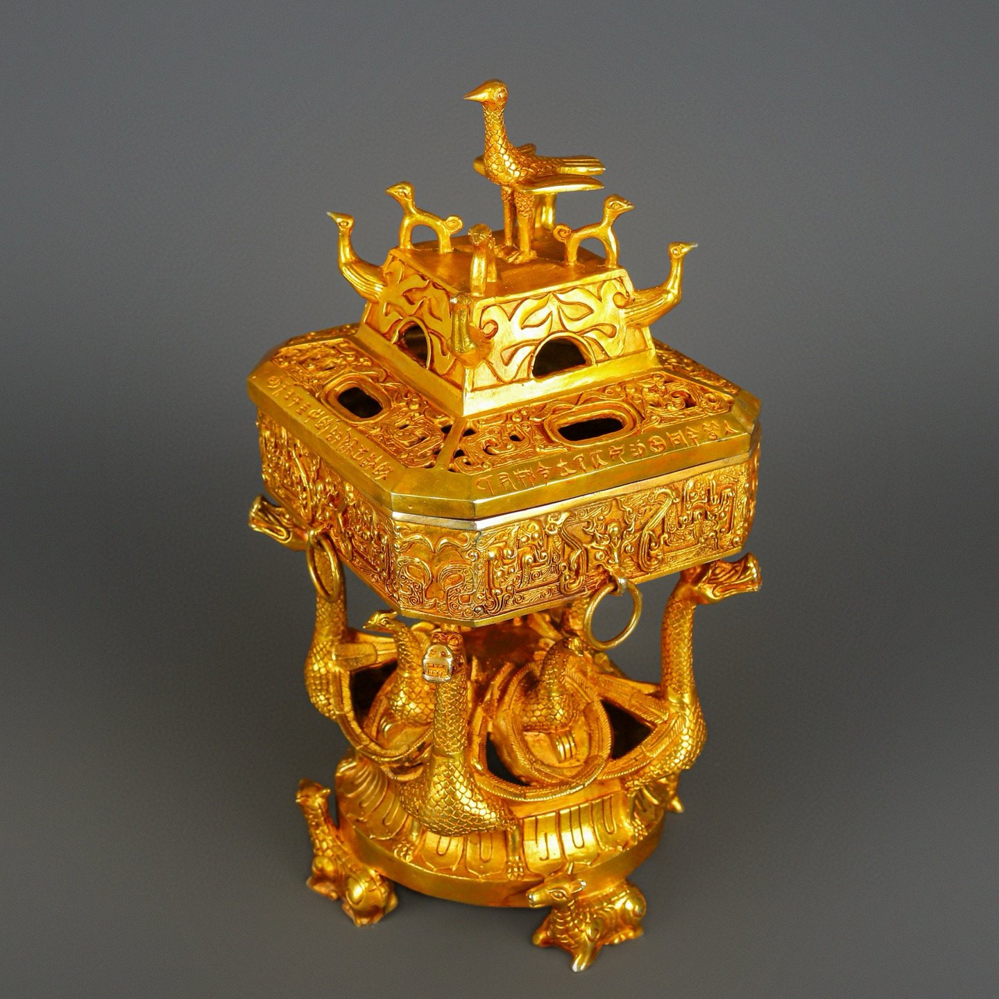 Han Dynasty Bronze and real gold incense burner