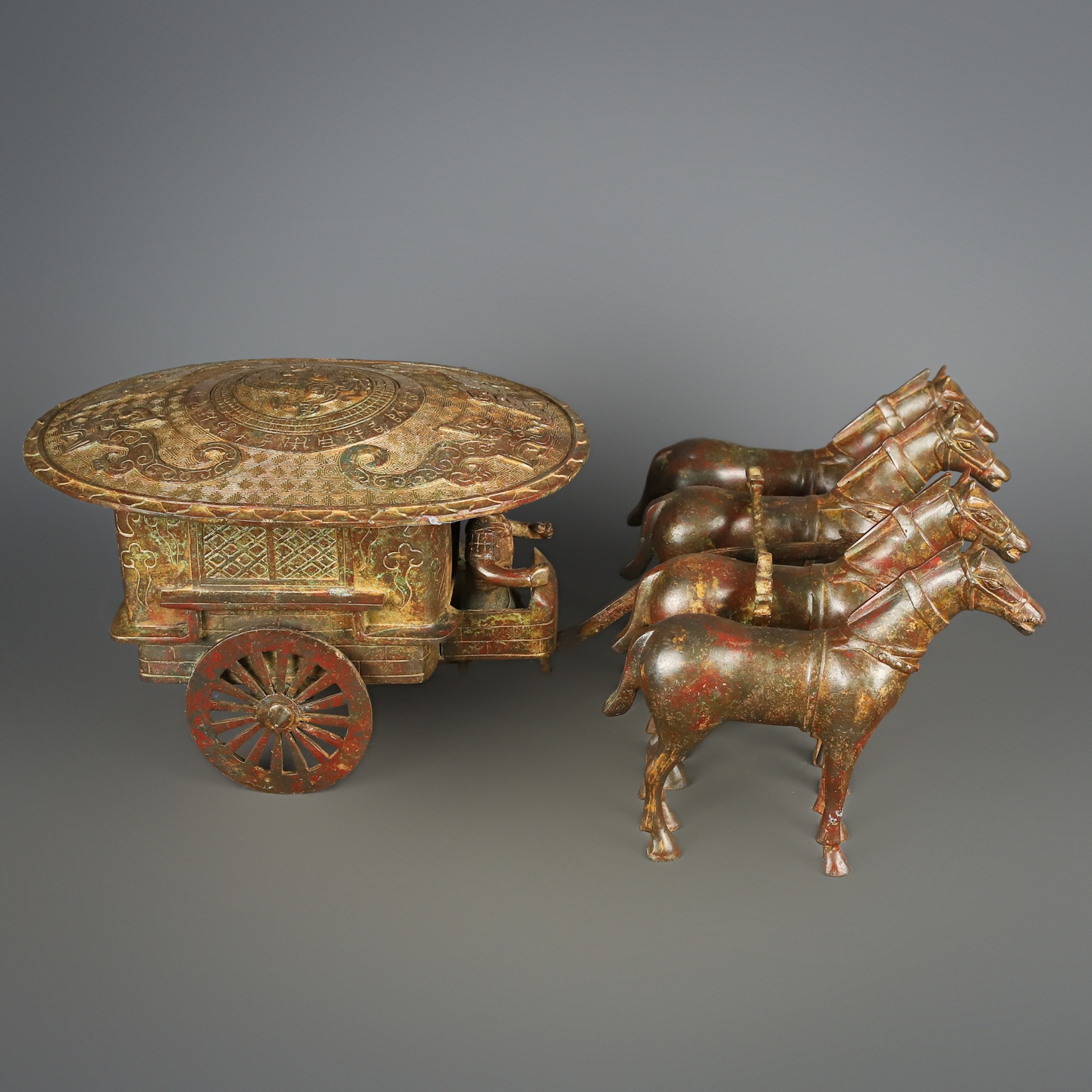 Han Dynasty Bronze Four Horse Cart