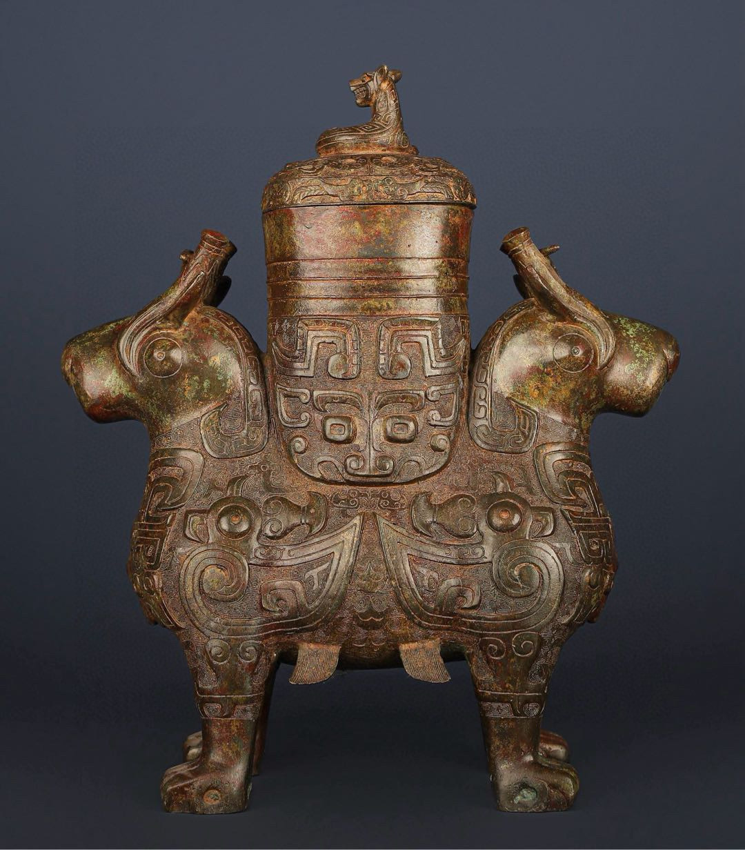 Zhou Dynasty Bronze Twin Beasts