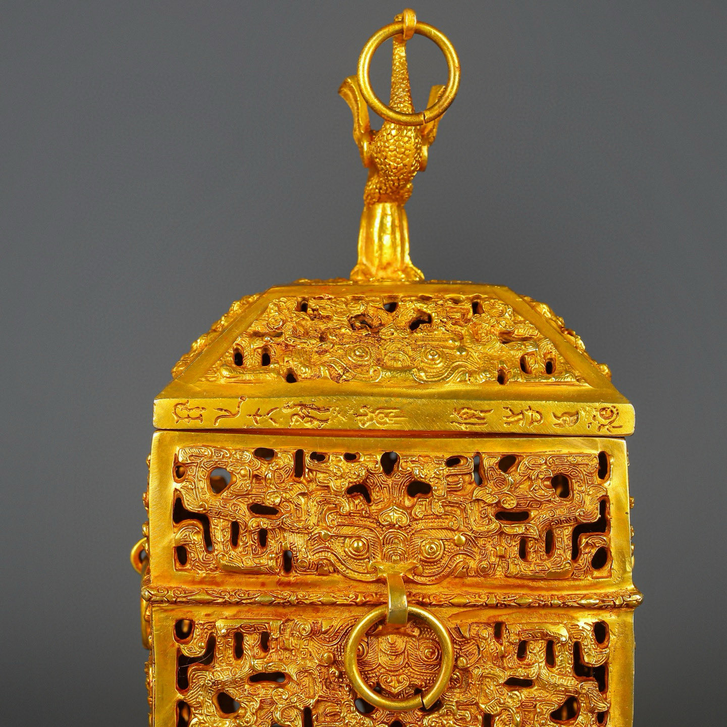 Han Dynasty Bronze and Real Gold Standing Bird Smoker