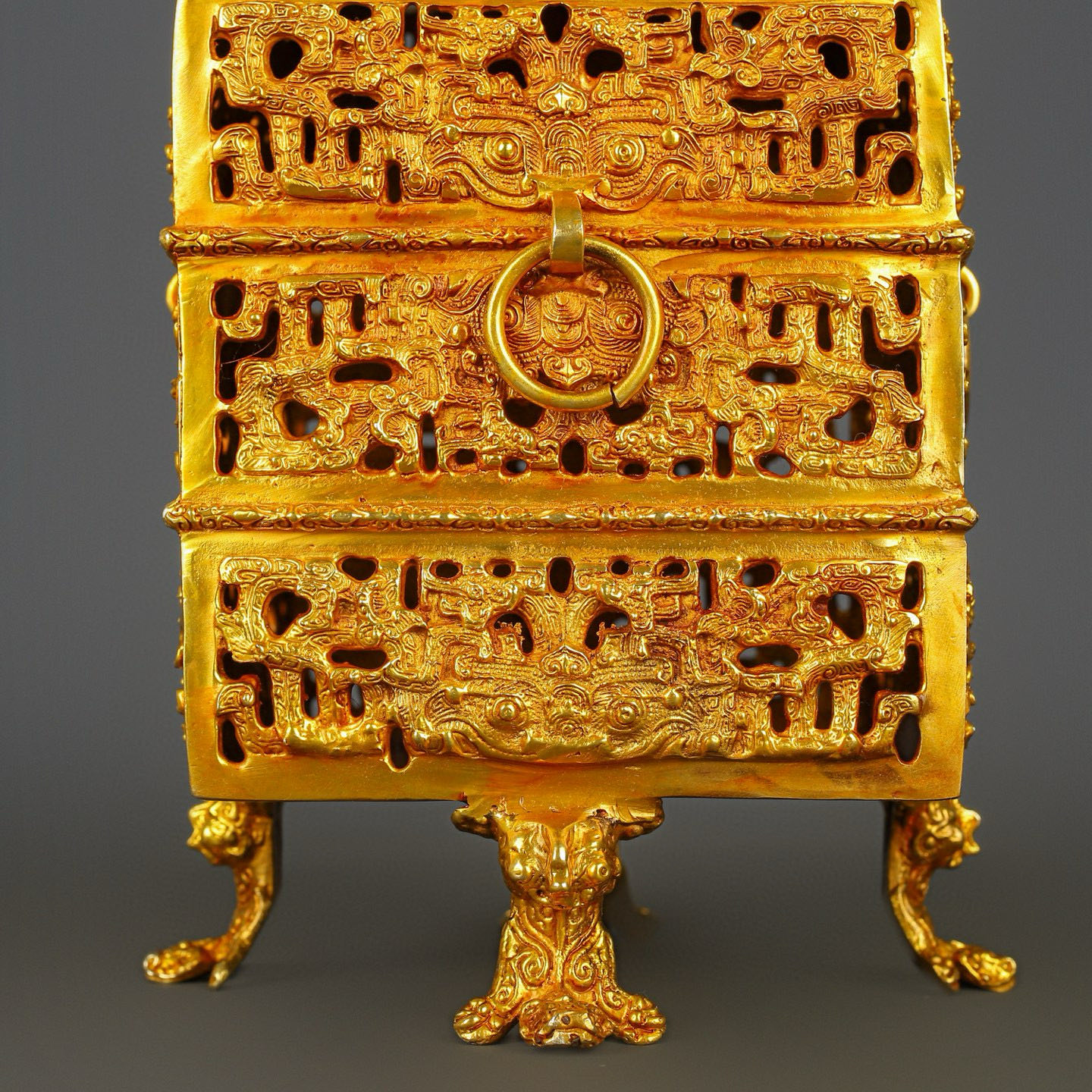 Han Dynasty Bronze and Real Gold Standing Bird Smoker