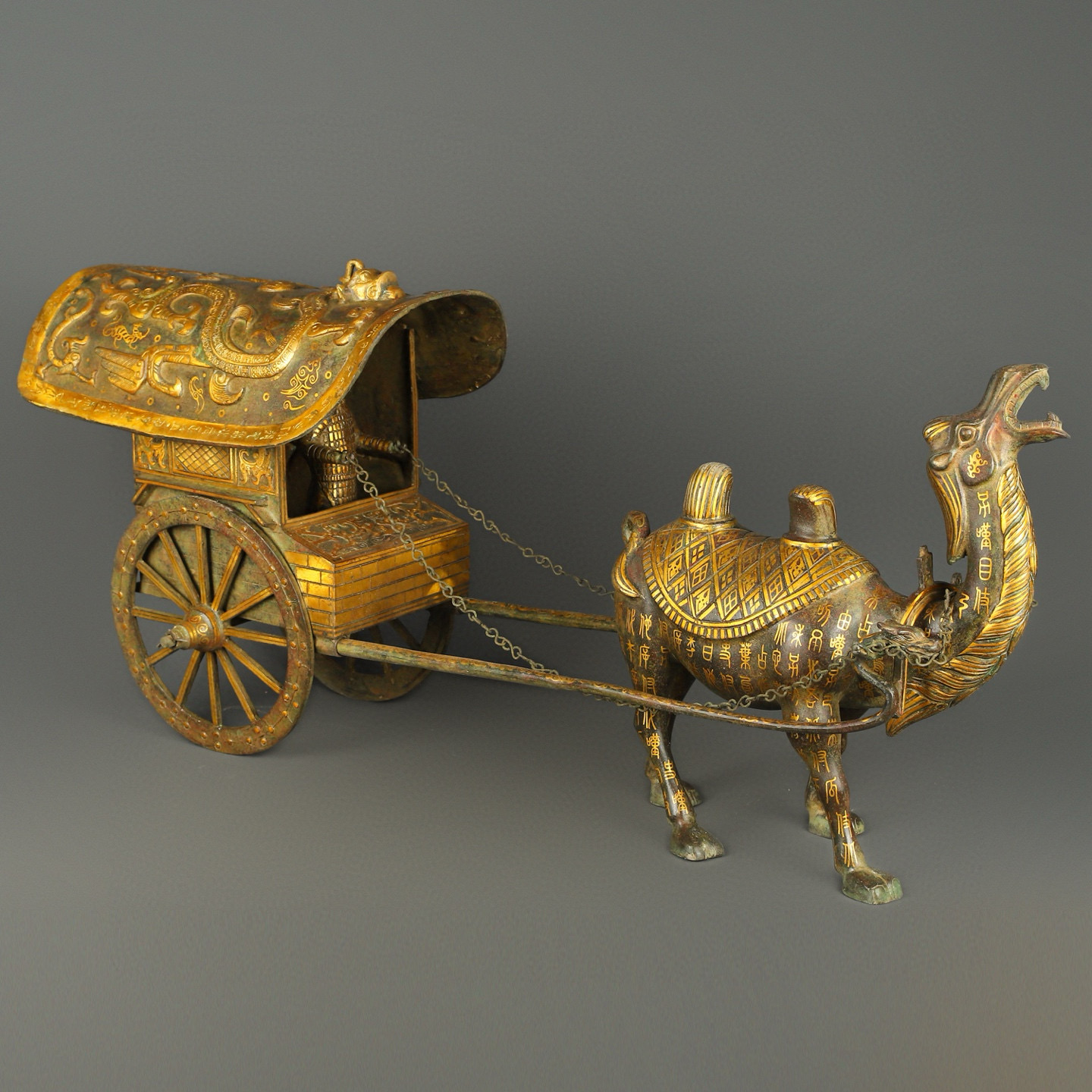Han Dynasty Bronze and gold camel puller