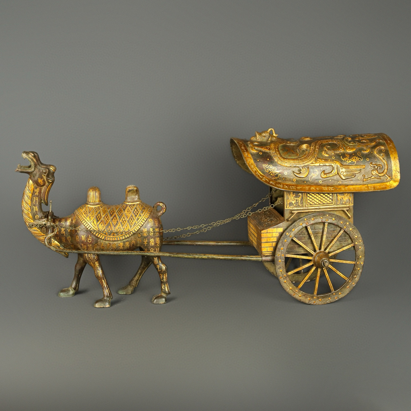 Han Dynasty Bronze and gold camel puller