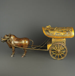 Han Dynasty Bronze and gold ox drawn cart