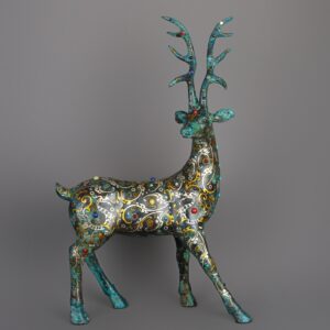 Han Dynasty Bronze and gold inlaid deer statue