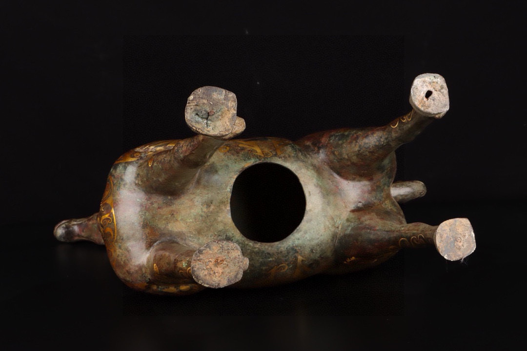 Han Dynasty Bronze and gold mounted monkey
