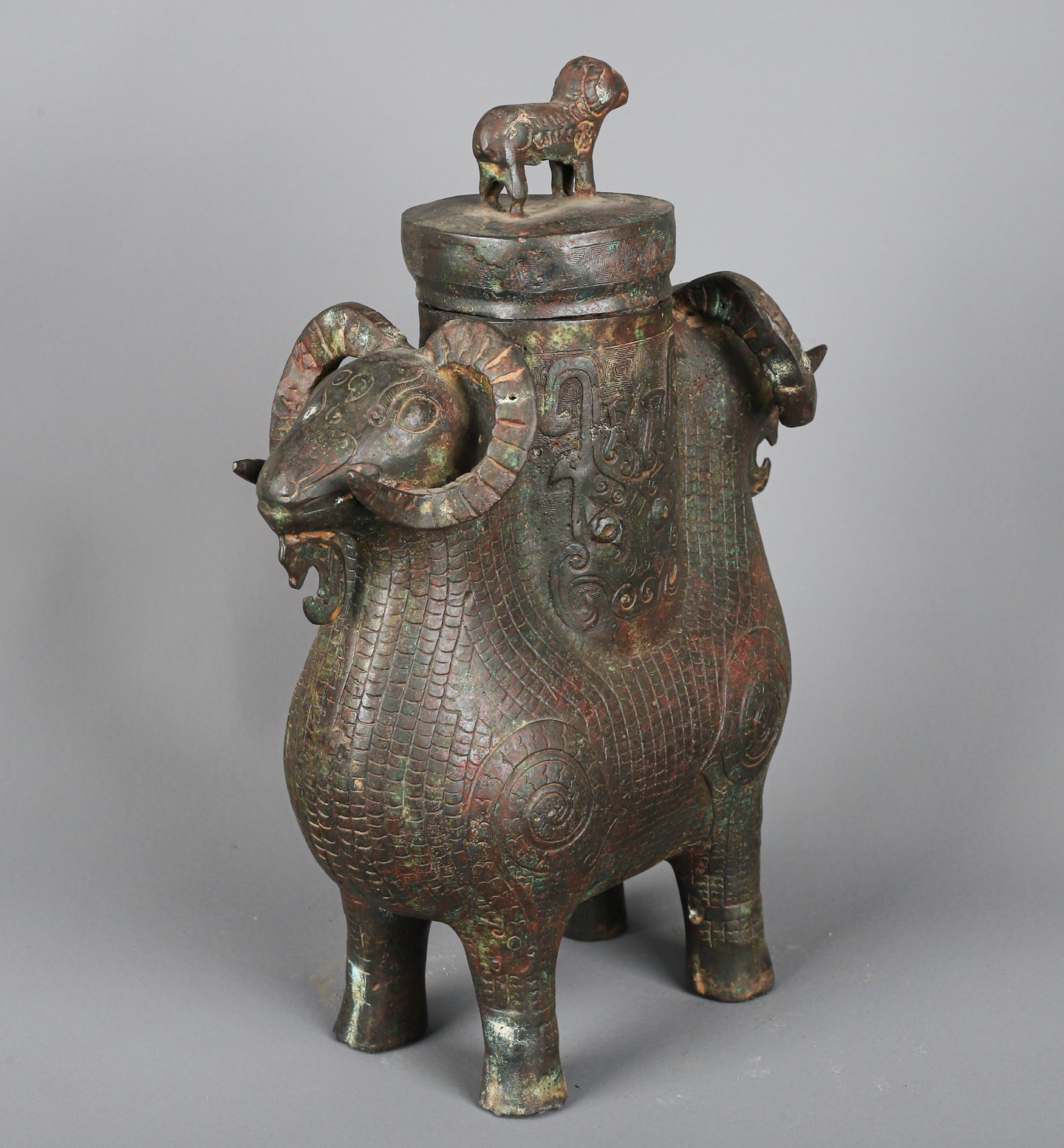 Zhou Dynasty Bronze Double Sheep Statue