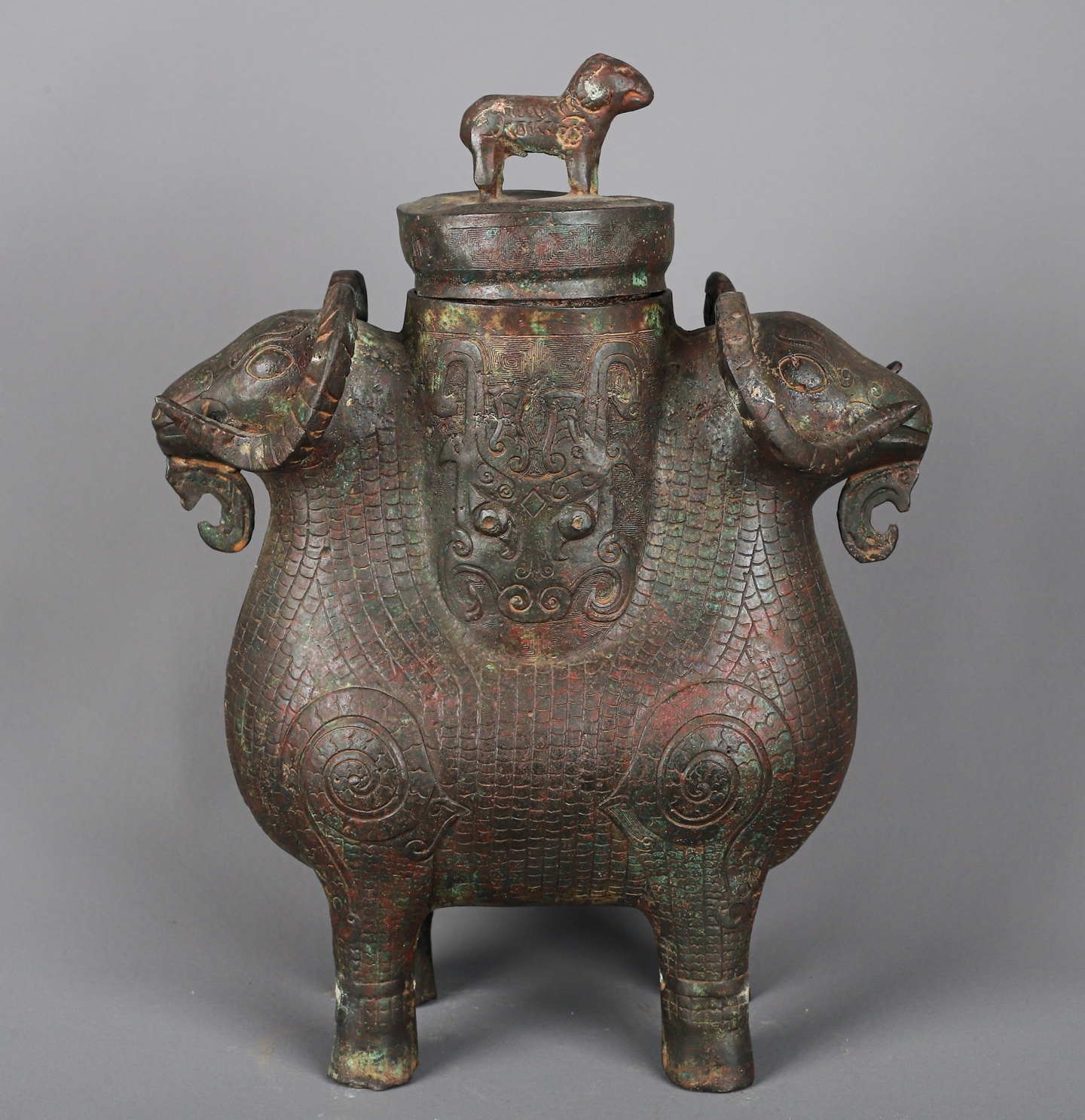 Zhou Dynasty Bronze Double Sheep Statue
