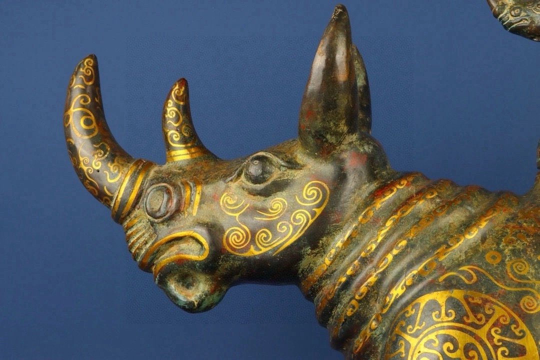 Han Dynasty Bronze with gold and ox on top
