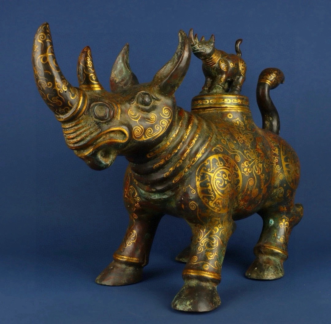 Han Dynasty Bronze with gold and ox on top