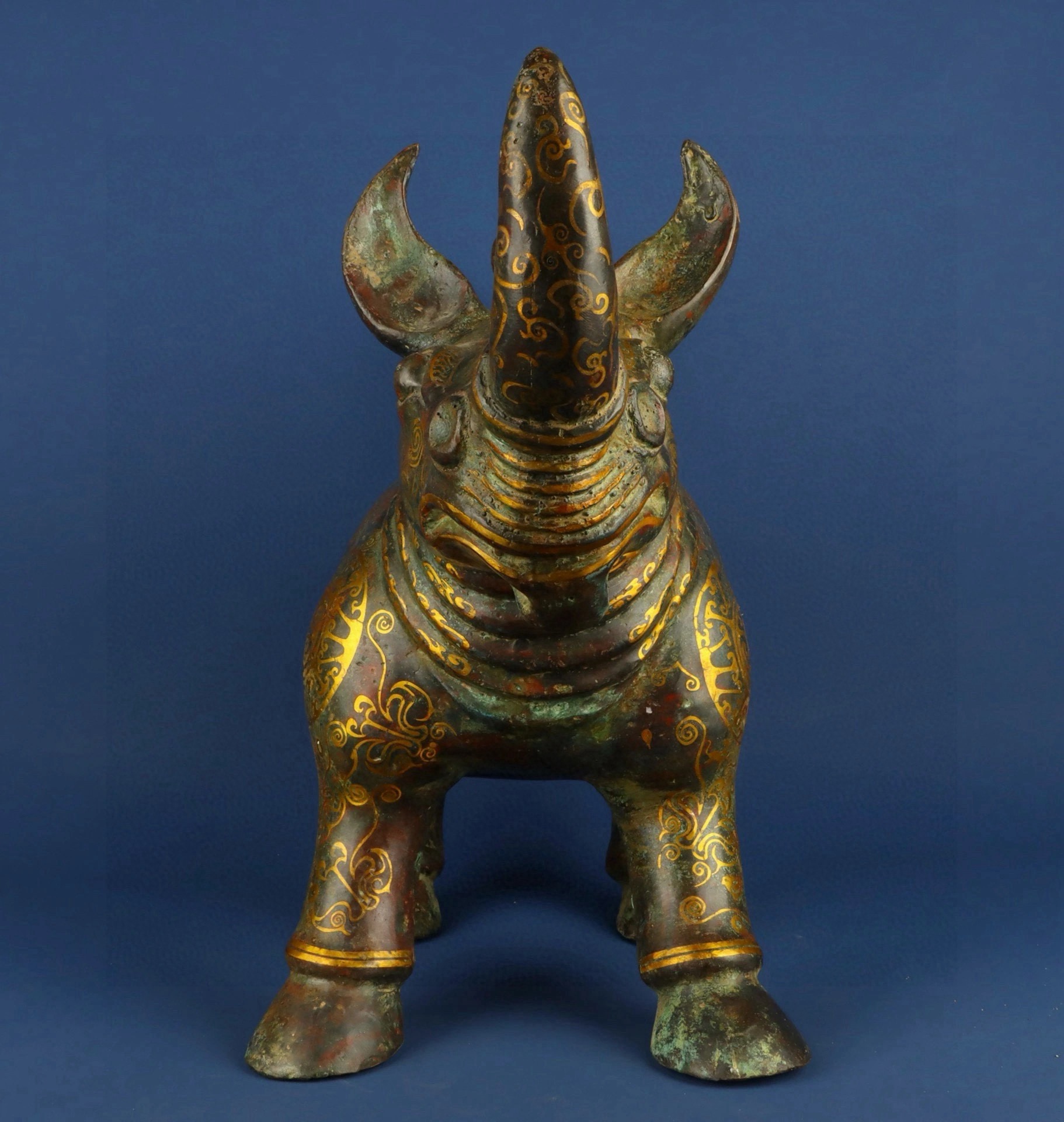 Han Dynasty Bronze with gold and ox on top