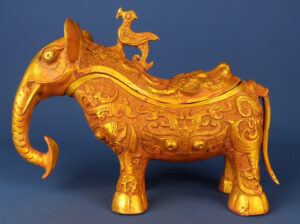 Zhou Dynasty gilt bronze elephant drink