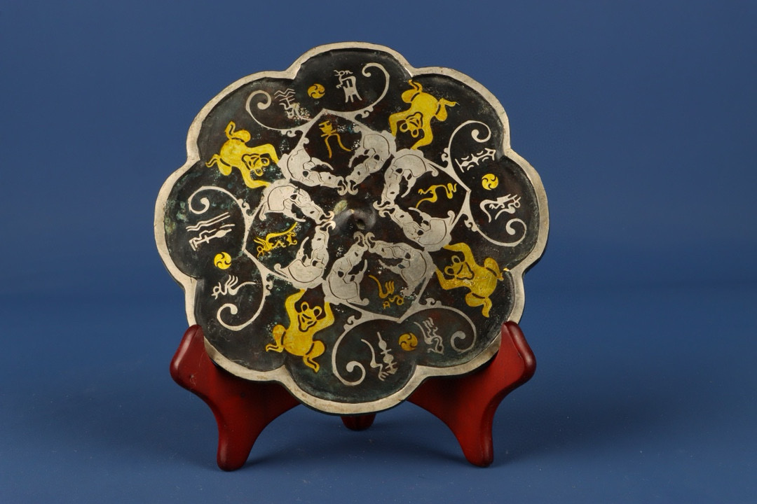 Han Dynasty Bronze and gold and silver mirror