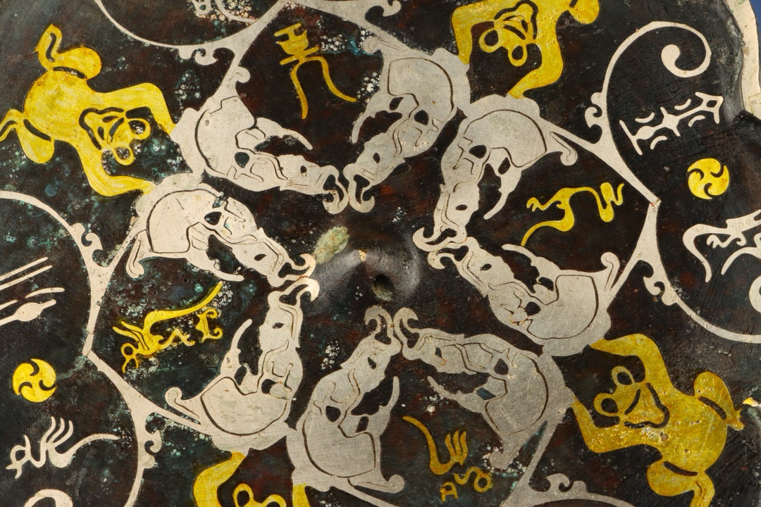 Han Dynasty Bronze and gold and silver mirror