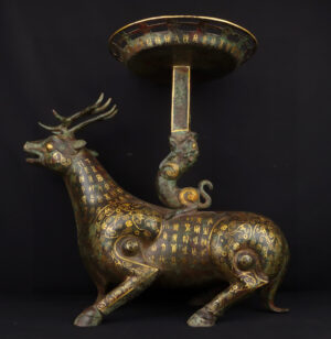 Han Dynasty Bronze and gold deer lantern