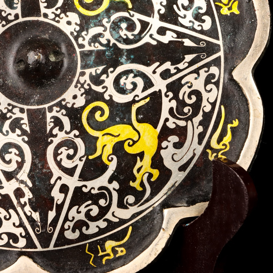 Han Dynasty Bronze and gold and silver mirror