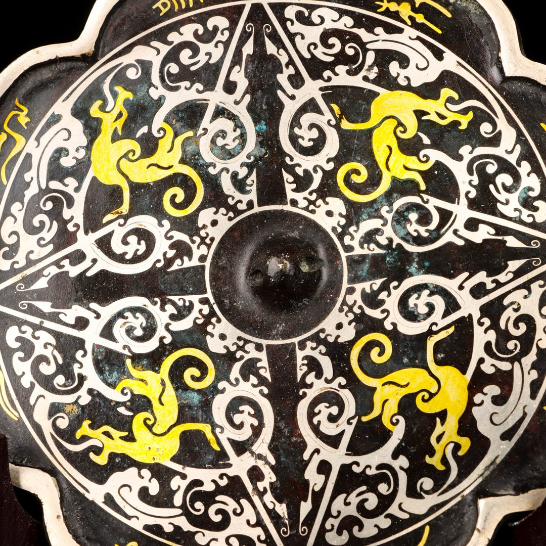 Han Dynasty Bronze and gold and silver mirror