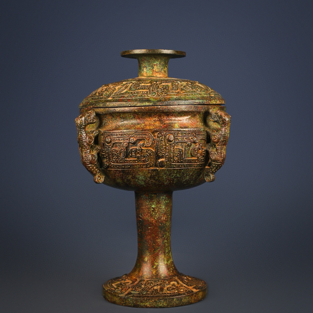 Zhou Dynasty Bronze Four Dragon Bean