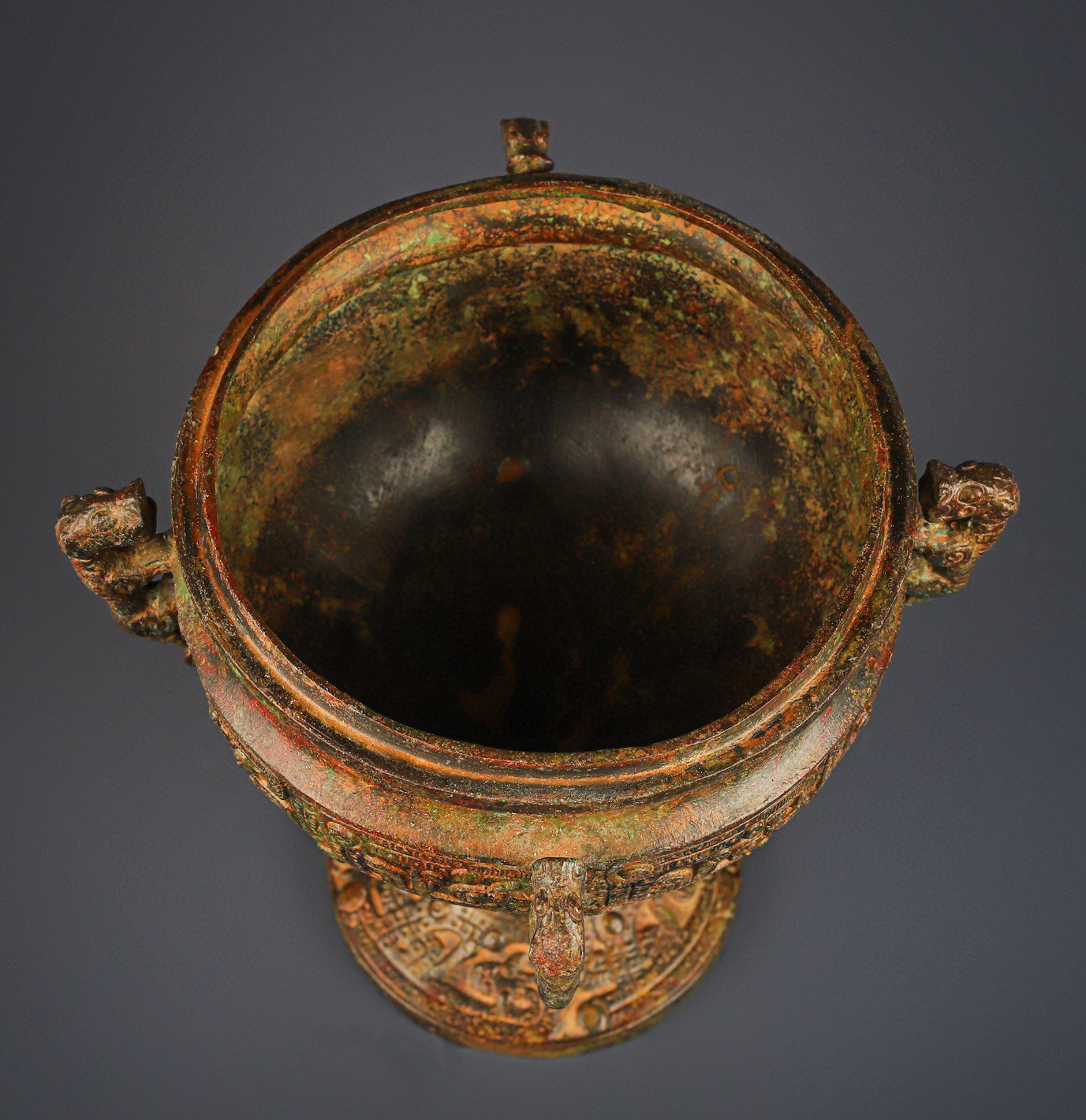 Zhou Dynasty Bronze Four Dragon Bean