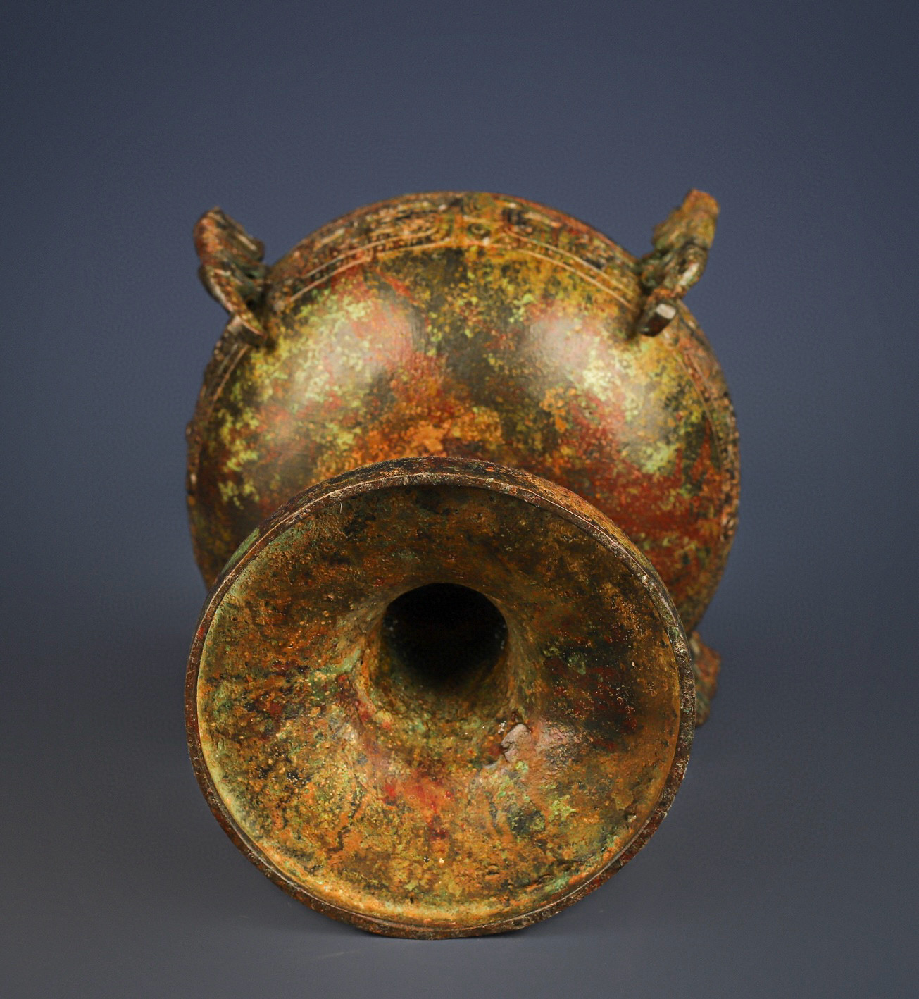 Zhou Dynasty Bronze Four Dragon Bean