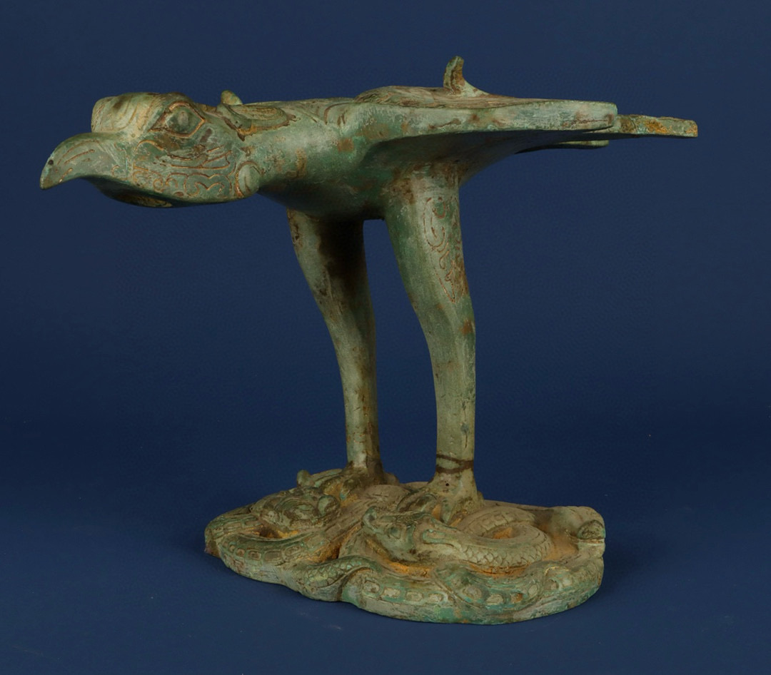 Zhou Dynasty Bronze Coiling Dragon and Flying Eagle