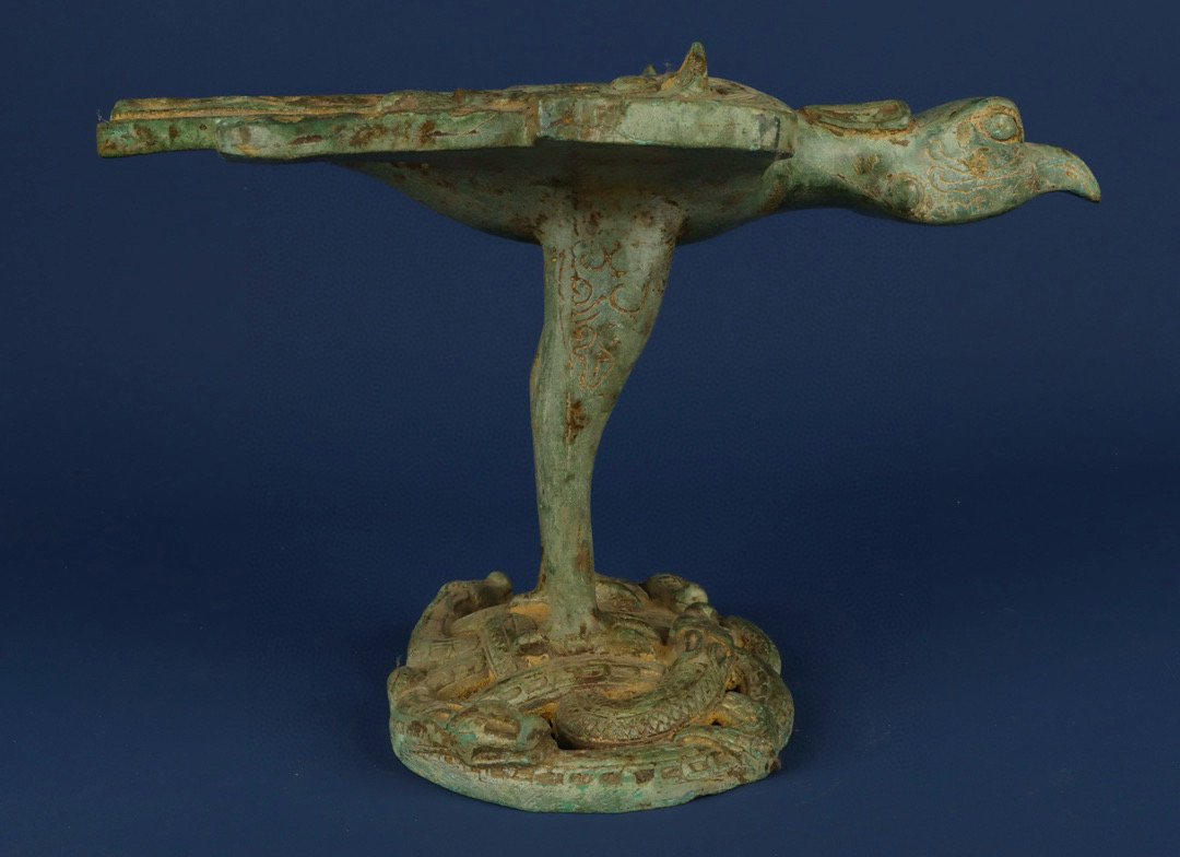 Zhou Dynasty Bronze Coiling Dragon and Flying Eagle