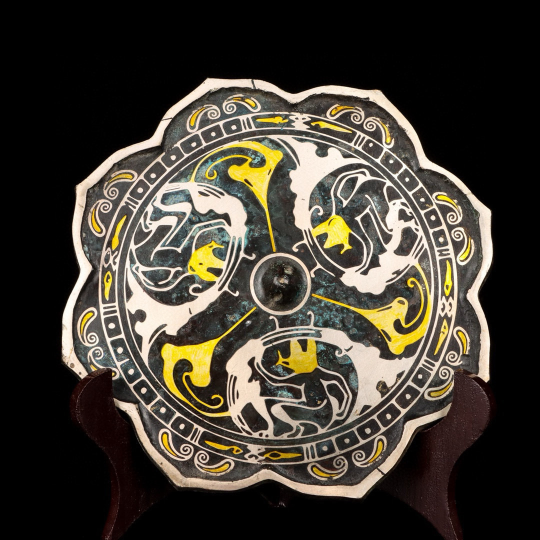 Han Dynasty Bronze and gold and silver mirror