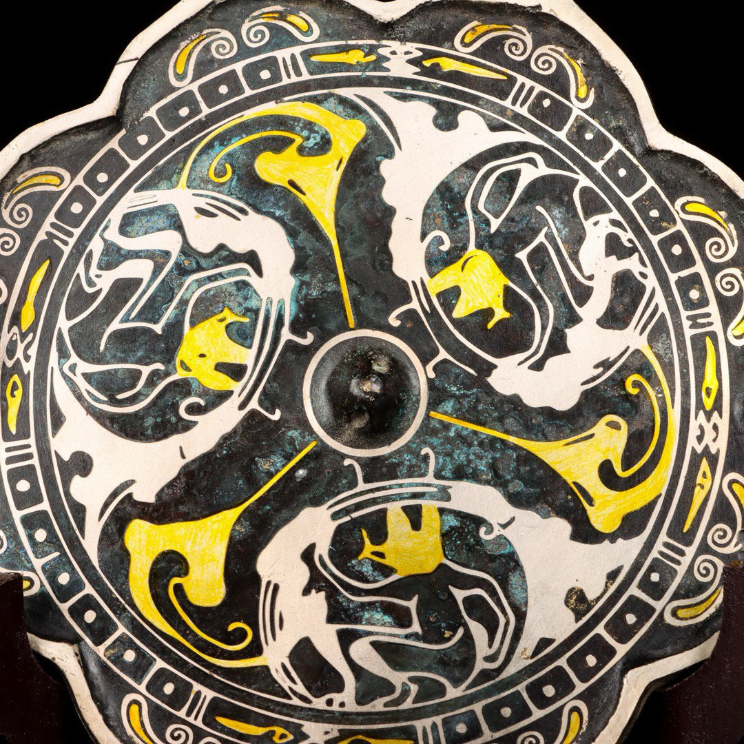 Han Dynasty Bronze and gold and silver mirror