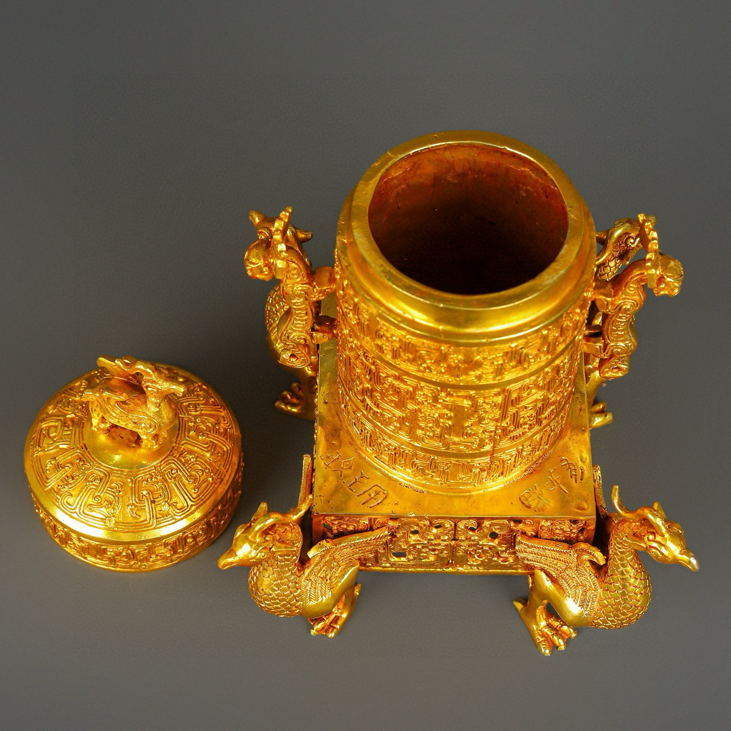 Han Dynasty Bronze and Real Gold Phoenix Bird Cage